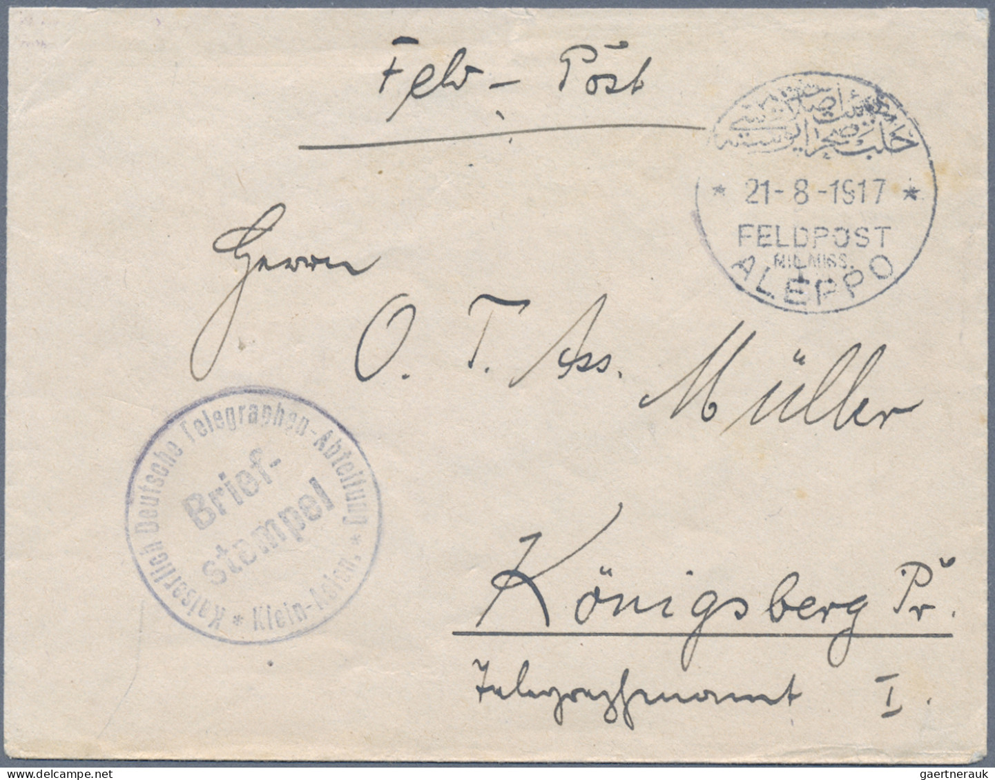 Militärmission: 1916 - 1917, Drei FP-Belege (1x Aus Jerusalem) Mit Verschiedenen - Deutsche Post In Der Türkei