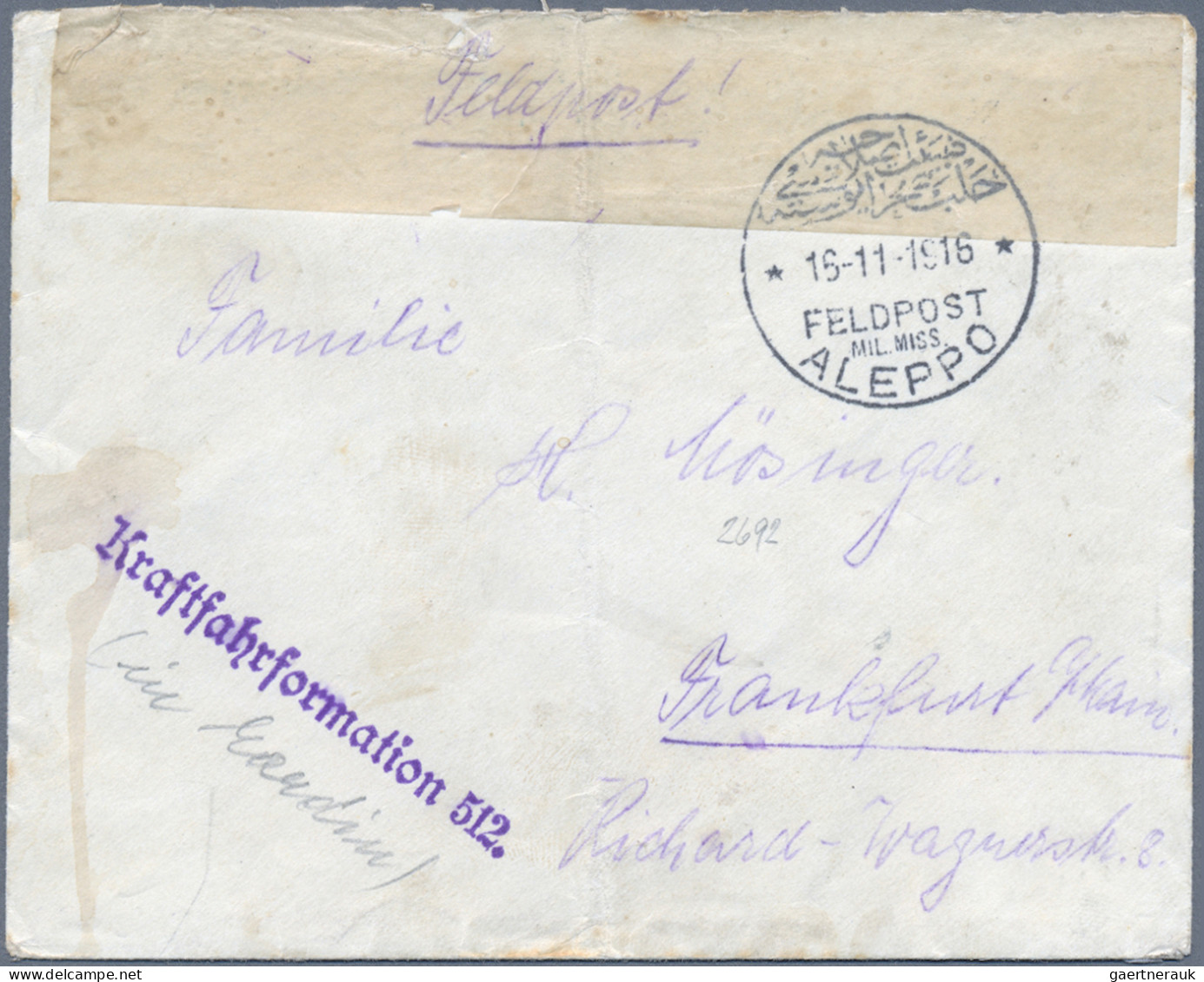 Militärmission: 1916 - 1917, Drei Belege Mit Stempel ALEPPO (2) Bzw. KONSTANTINO - Turquie (bureaux)