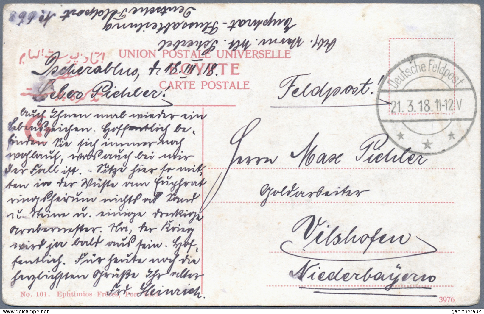 Militärmission: 1916 - 1918, Drei FP-Belege Der "Euphrat-Flussabteilung" Aus Dje - Turkse Rijk (kantoren)