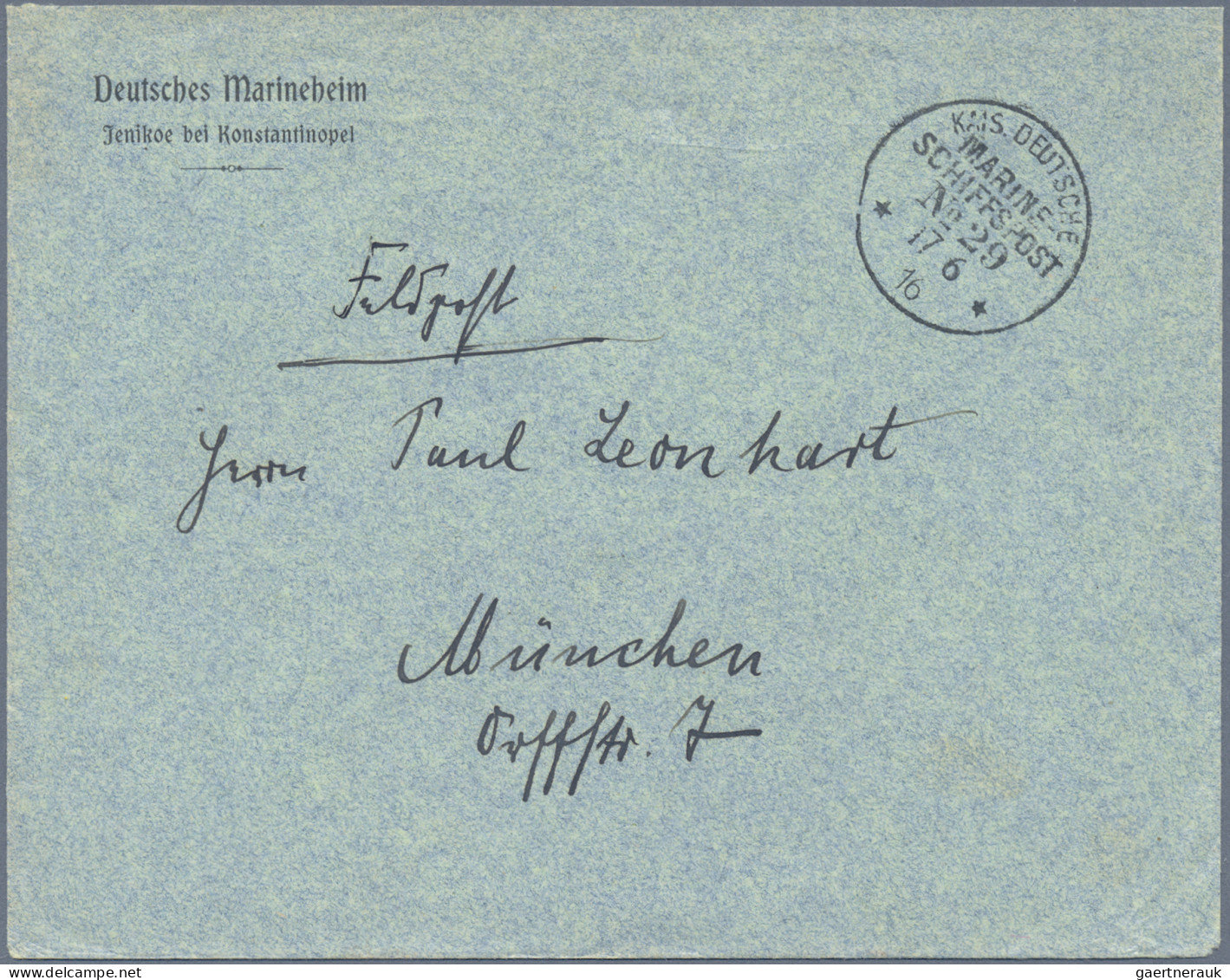 Militärmission: 1916, Zwei FP-Belege (1x Vordruck-Dienstbrief, 1x FP-AK Aus Ther - Turquia (oficinas)