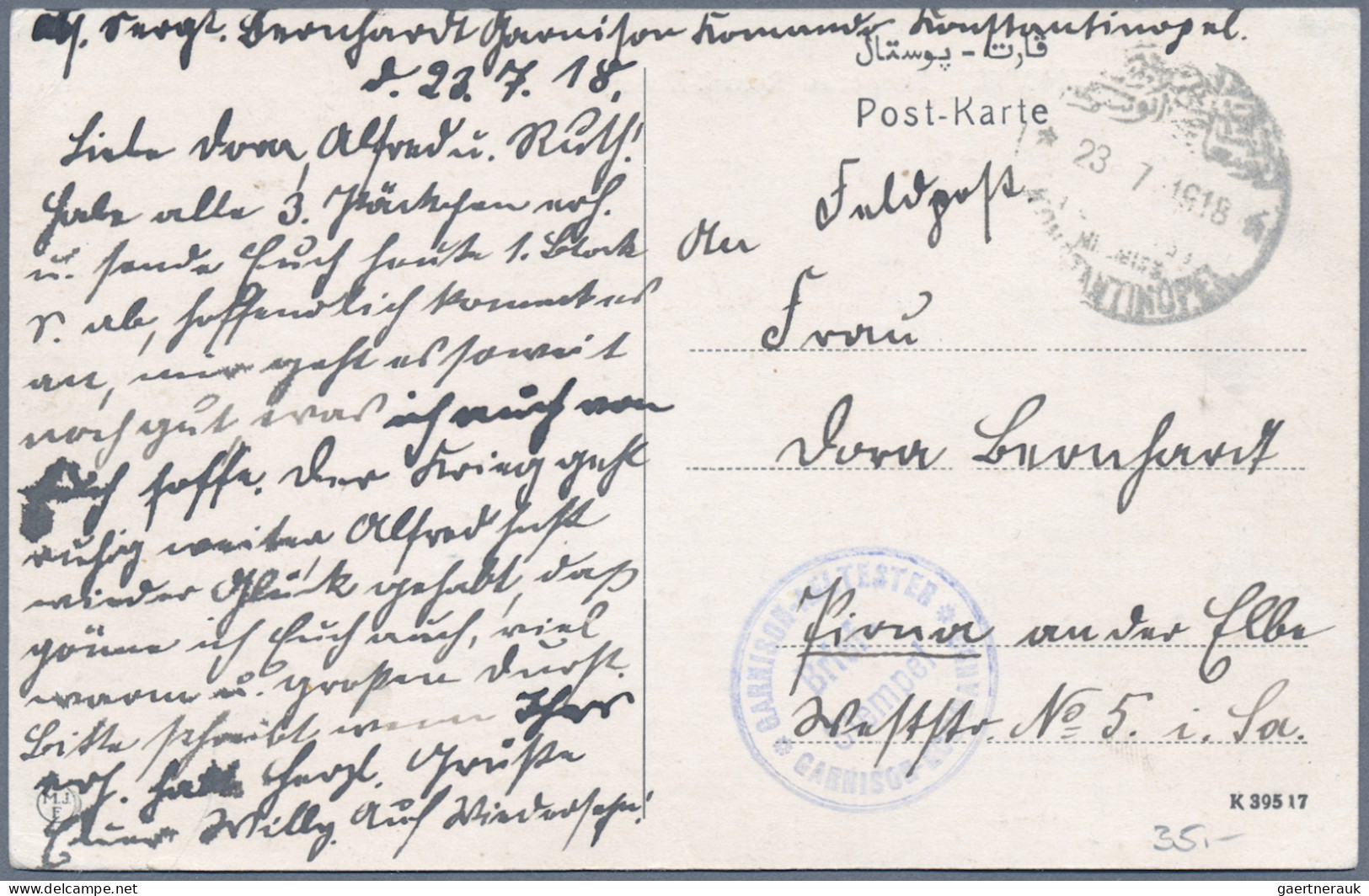Militärmission: 1916 - 1918, MIL.MISS.KONSTANTINOPEL Bzw. MSP No. 14 Auf Fünf FP - Deutsche Post In Der Türkei