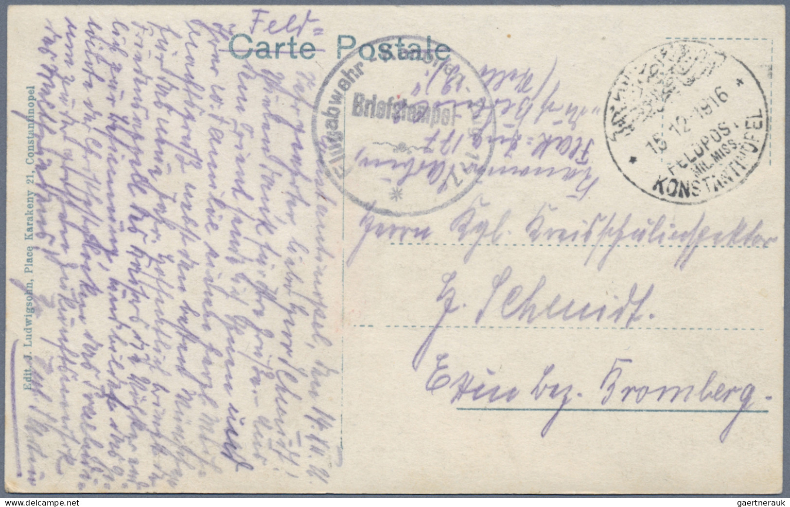 Militärmission: 1916 - 1918, MSP No.14 Bzw. MIL.MISS.KONSTANTINOPEL Auf 2 FP-Bel - Turkse Rijk (kantoren)