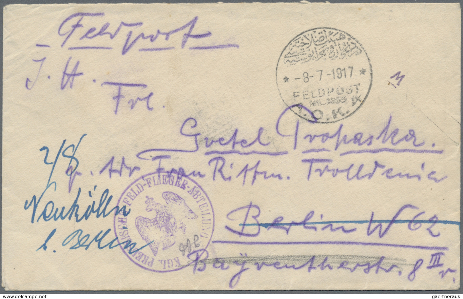 Militärmission: 1917 (8.7.), MIL.MISS.A.O.K. 4 Auf FP-Brief Mit Briefstempel "KG - Turkey (offices)