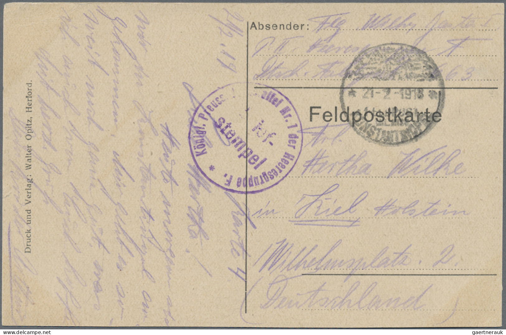 Militärmission: 1918 (21.2.), MIL.MISS.KONSTANTINOPEL Auf FP-Vordruckkarte (Jux- - Turchia (uffici)