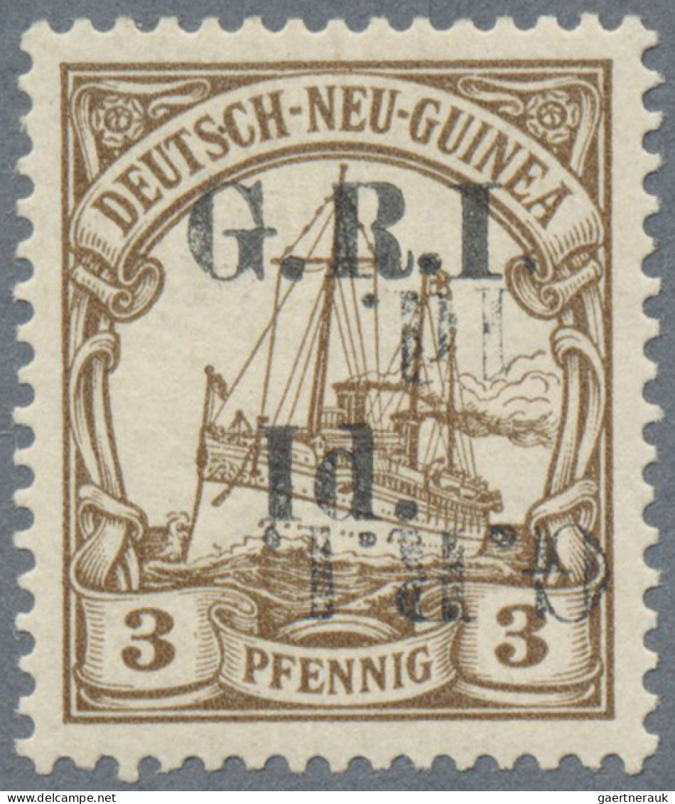 Deutsch-Neuguinea - Britische Besetzung: 1914: 1 D. Auf 3 Pf. Dunkelockerbraun, - Nueva Guinea Alemana