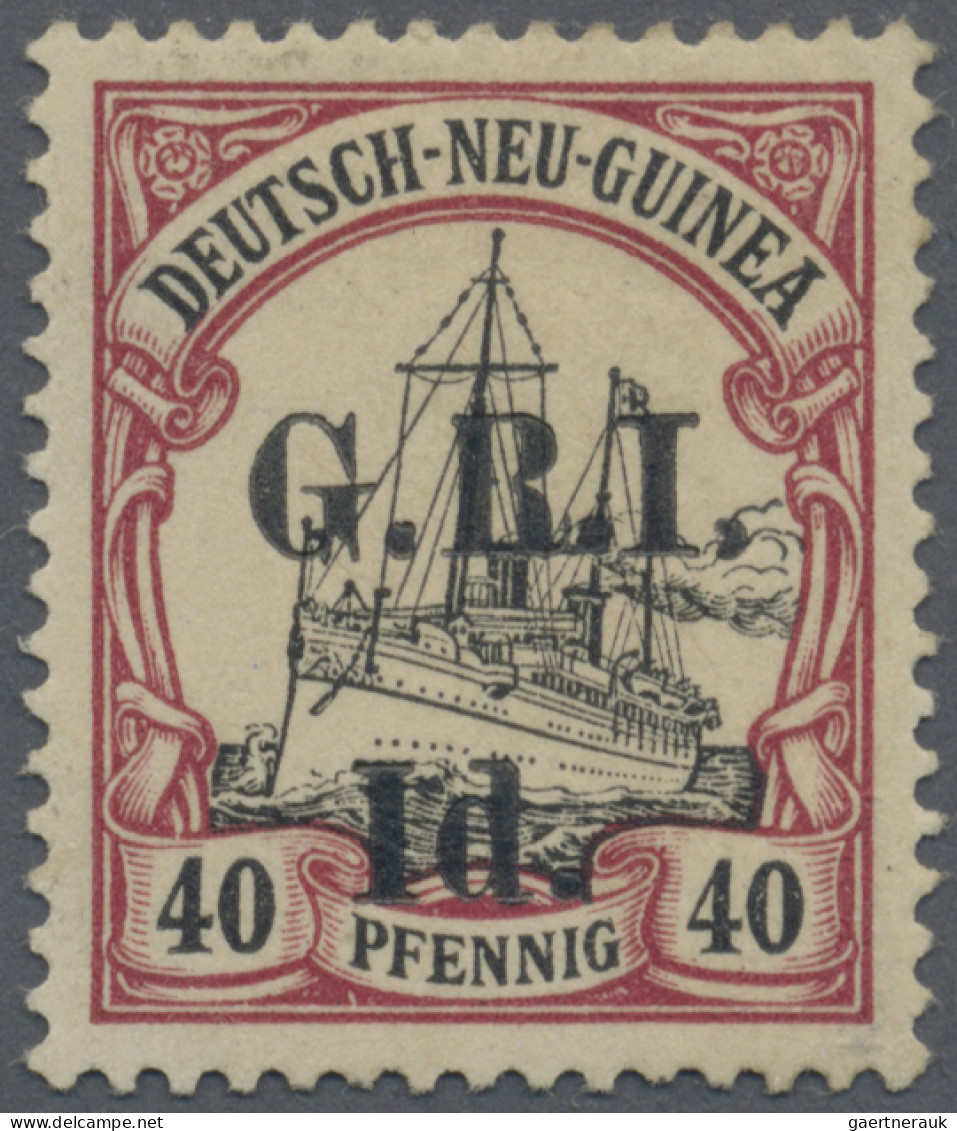 Deutsch-Neuguinea - Britische Besetzung: 1914: AUFDRUCKABART "I" D. Anstatt 4 D. - German New Guinea