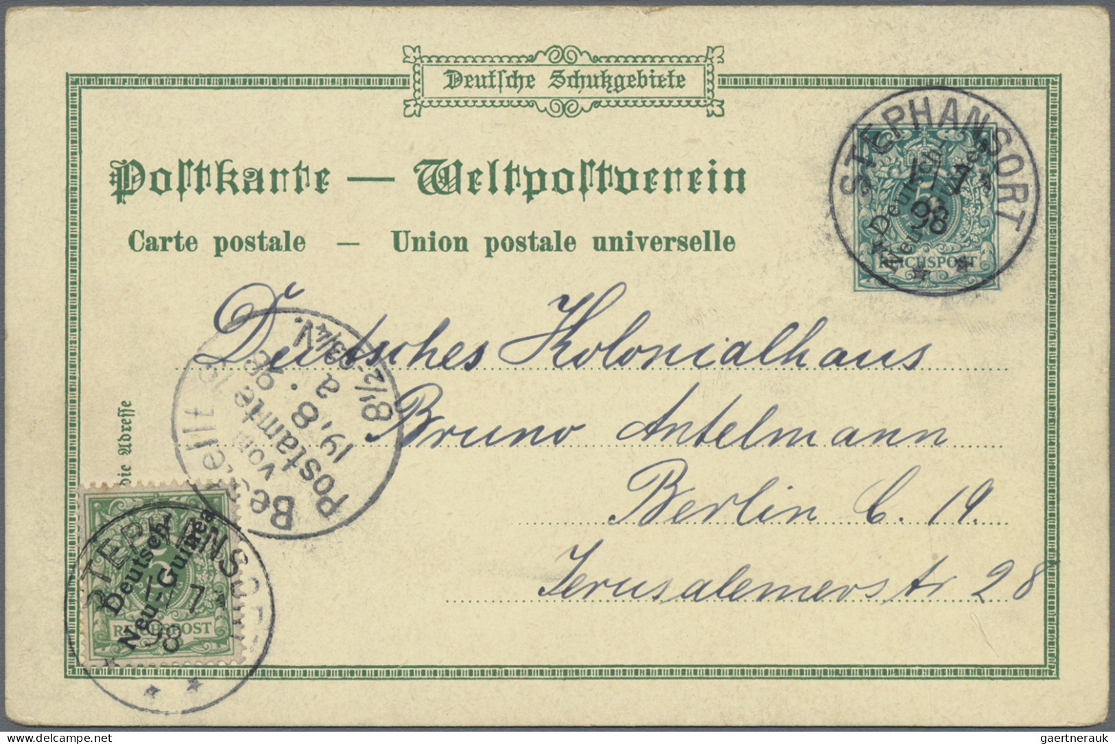 Deutsch-Neuguinea - Ganzsachen: 1898, 5 Pfg. Und 10 Pfg. Aufdruck, Zwei Privatga - German New Guinea