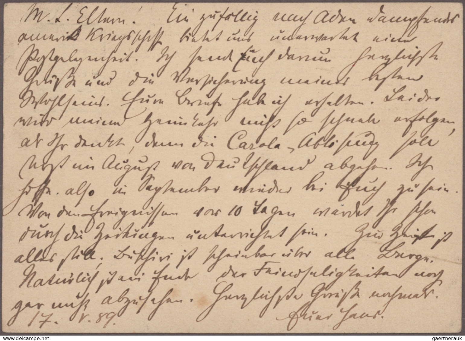 Deutsch-Ostafrika - Vorläufer: Zanzibar: 1889 "Araberaufstand": Indische GA-Kart - Deutsch-Ostafrika