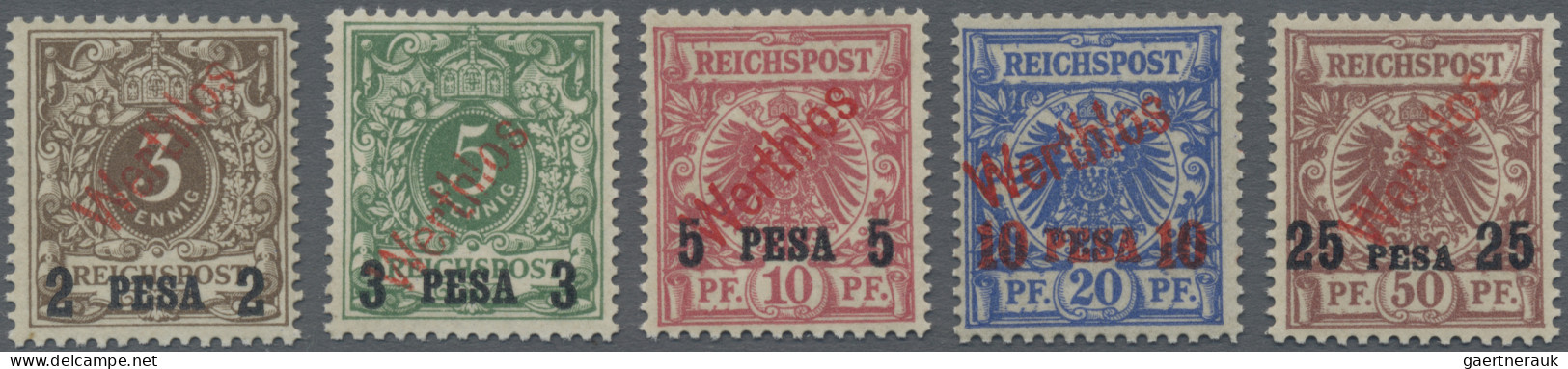 Deutsch-Ostafrika: 1893/96, Krone/Adler, 2 - 25 P Auf 3 - 50 Pf. In Teils Abweic - África Oriental Alemana