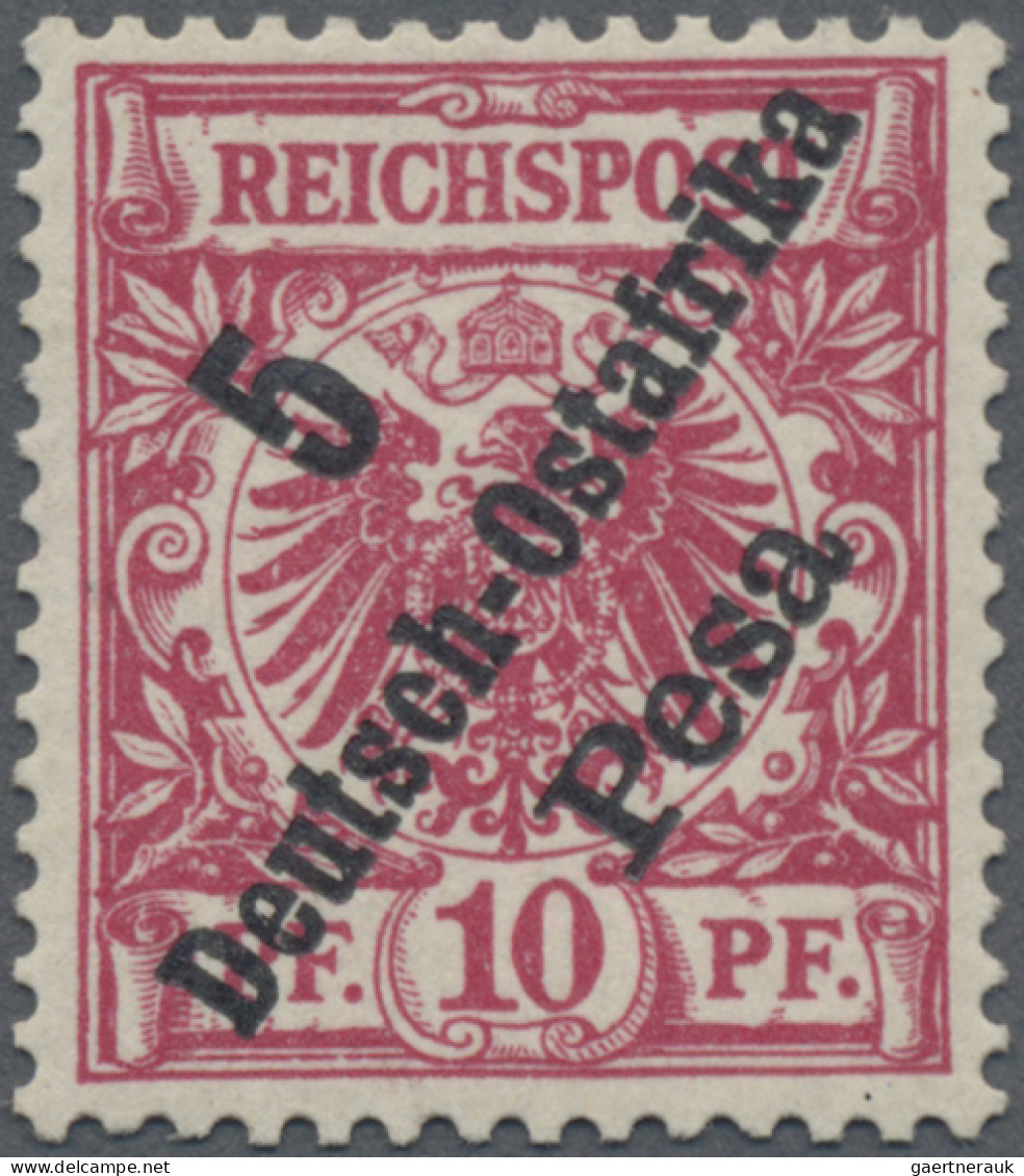 Deutsch-Ostafrika: 1896, 5 P Auf 10 Pf Rotkarmin, Dunkelrot Quarzend, Postfrisch - Deutsch-Ostafrika