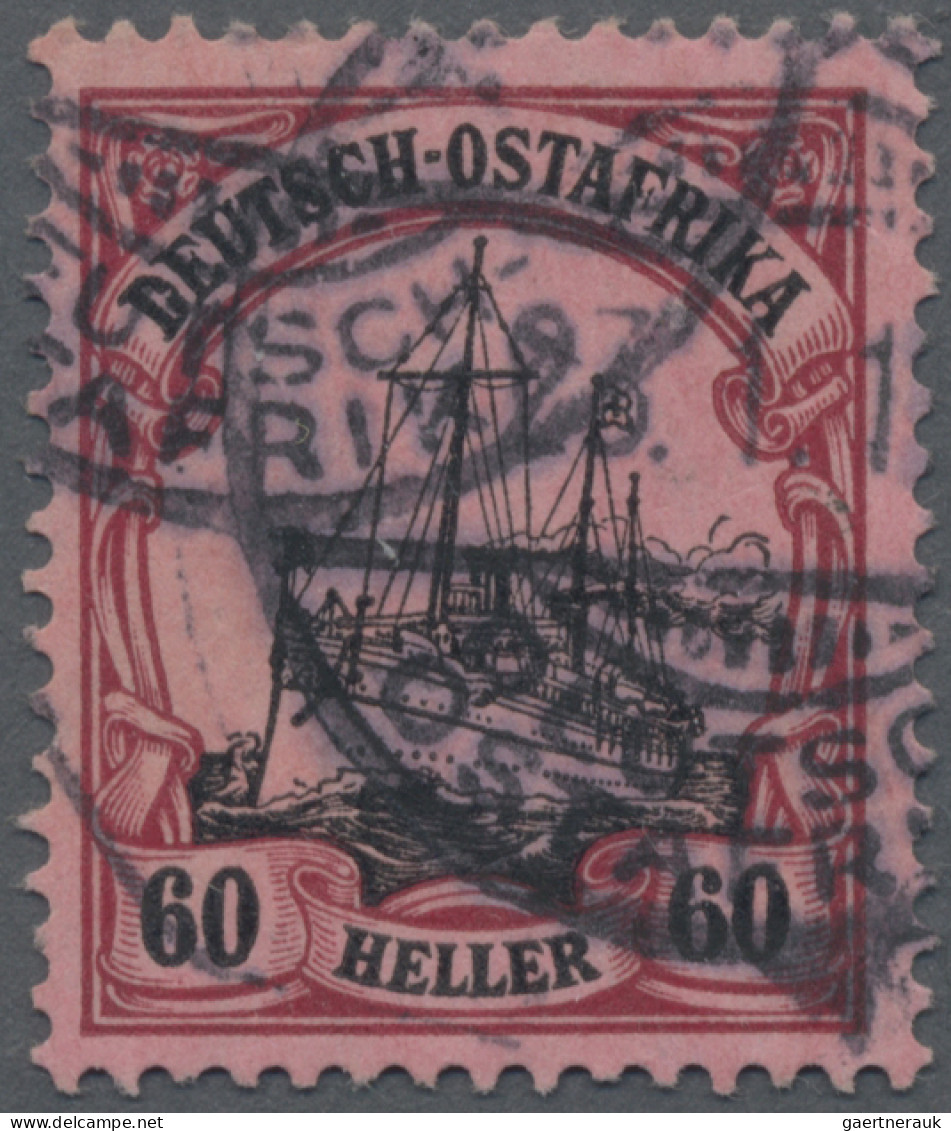 Deutsch-Ostafrika: 1905/20, Schiff Mit Wz., 60 H. Mit Plattenfehler I, Gestempel - Africa Orientale Tedesca