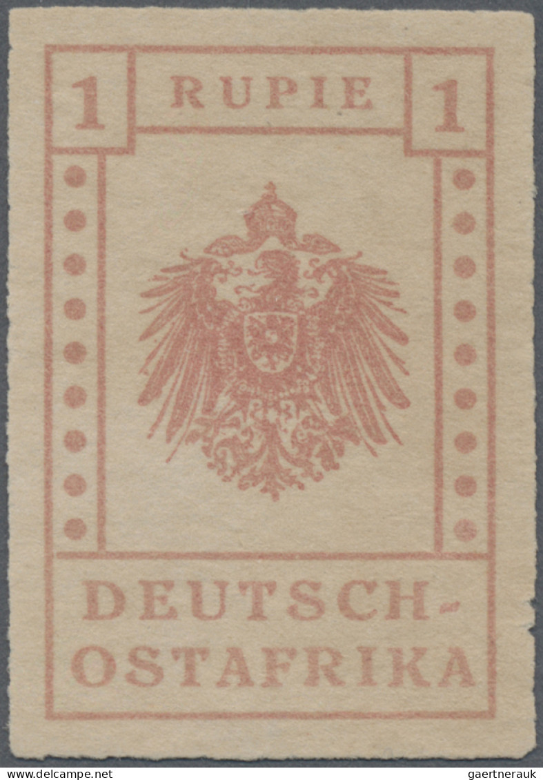 Deutsch-Ostafrika: 1916, WUGA-AUSGABE, 1 R. Graurot, Rechts Zwei Minimale Kerben - Deutsch-Ostafrika