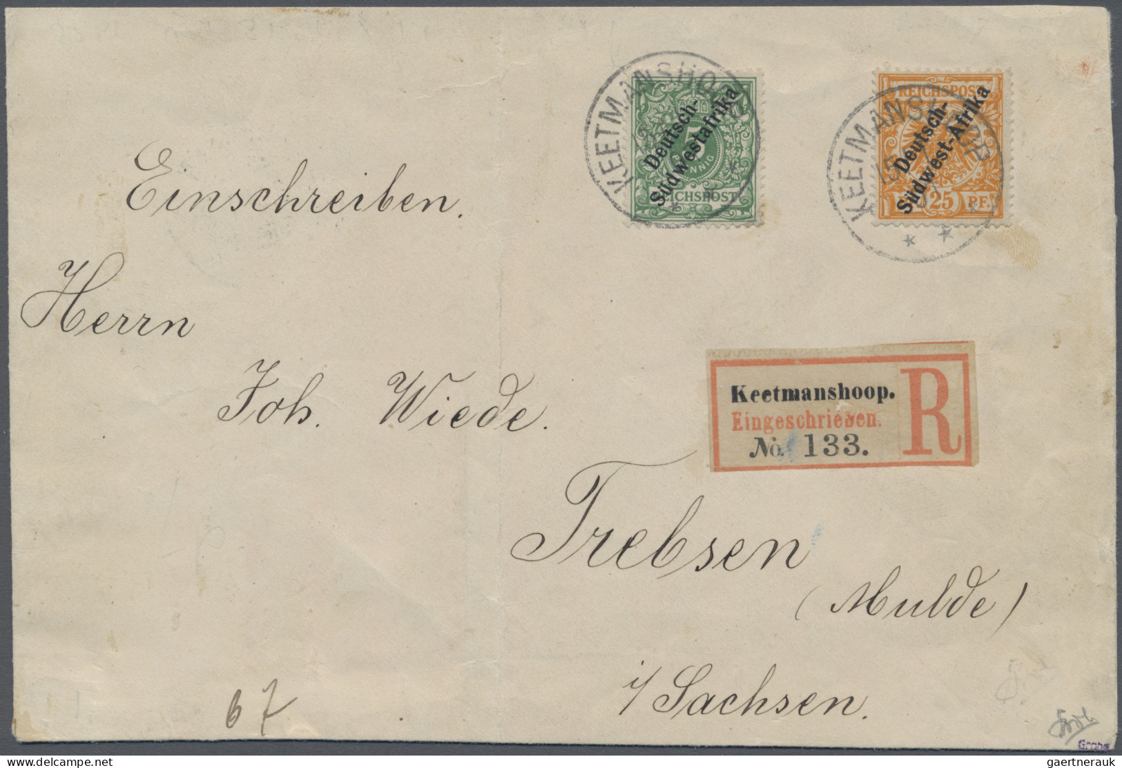 Deutsch-Südwestafrika: 1897, 25 Pfg. Gelblichorange Mit Aufdruck "Deutsch-Südwes - África Del Sudoeste Alemana