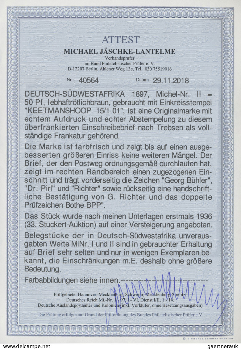 Deutsch-Südwestafrika: 1897, 50 Pf Lebhaftrötlichbraun Mit Aufdruck "Deutsch-Süd - África Del Sudoeste Alemana