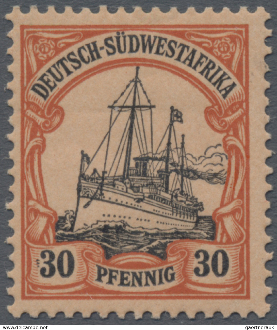 Deutsch-Südwestafrika: 1901, 30 Pfg. Schiffszeichnung Mit Plattenfehler "Striche - África Del Sudoeste Alemana