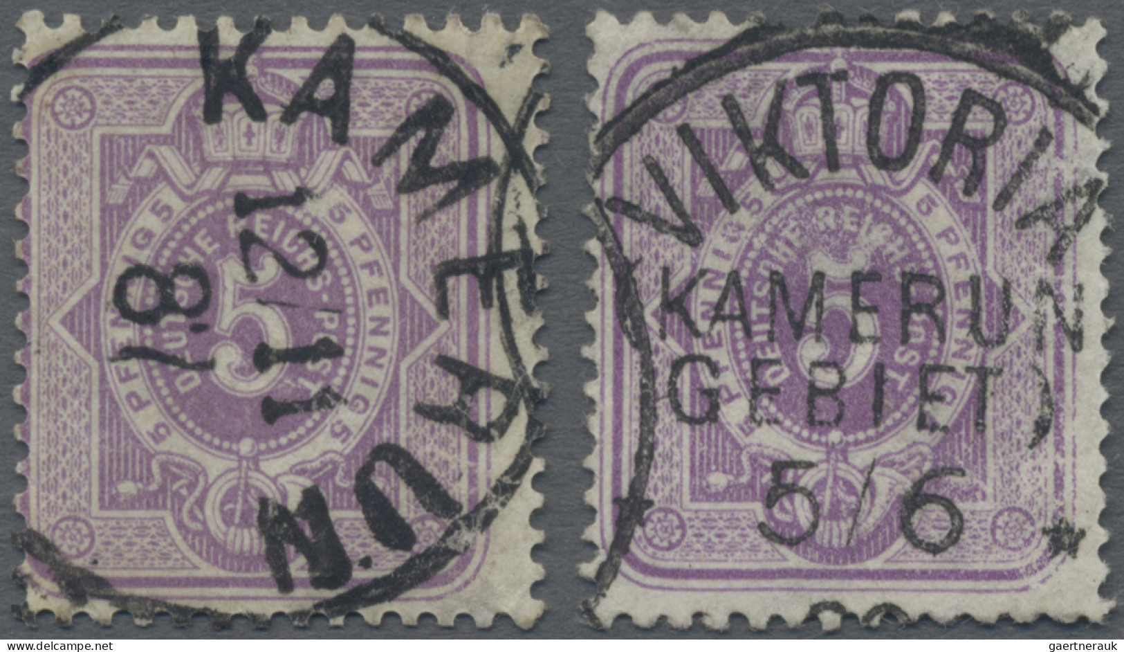 Deutsche Kolonien - Kamerun-Vorläufer: 1887, Pfennig-Ausgabe, 5 Pfg., Zwei Exemp - Cameroun