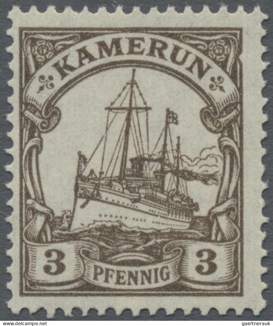 Deutsche Kolonien - Kamerun: 1905, 3 Pf Schiffszeichnung (dunkel)orangebraun Mit - Camerún