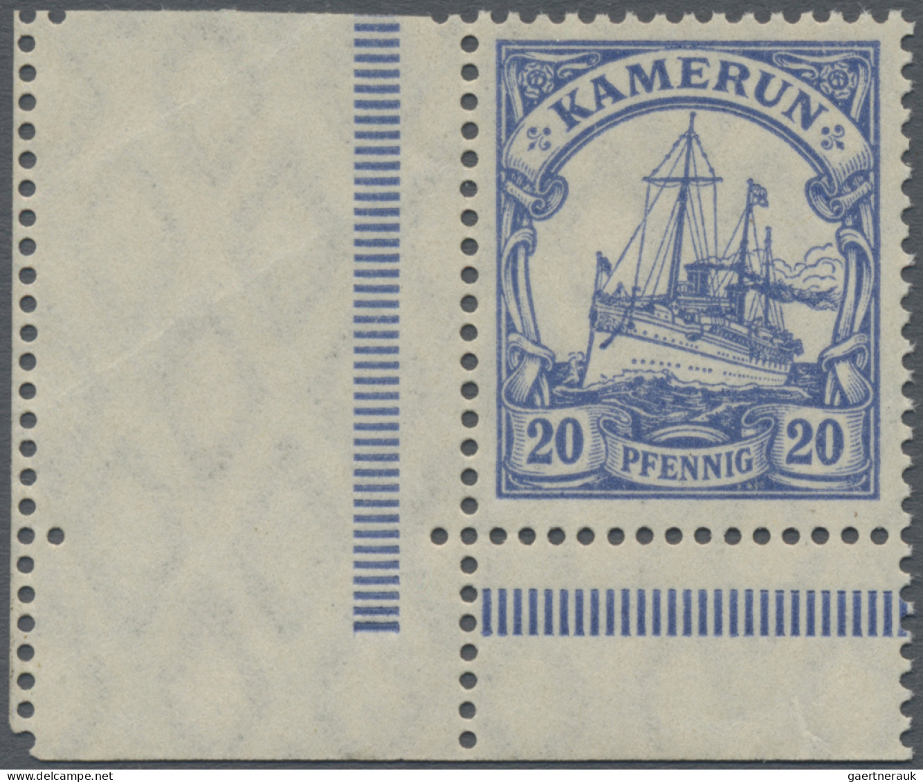 Deutsche Kolonien - Kamerun: 1917, 20 Pfg. Schiffszeichnung Aus Der Linken Unter - Camerún