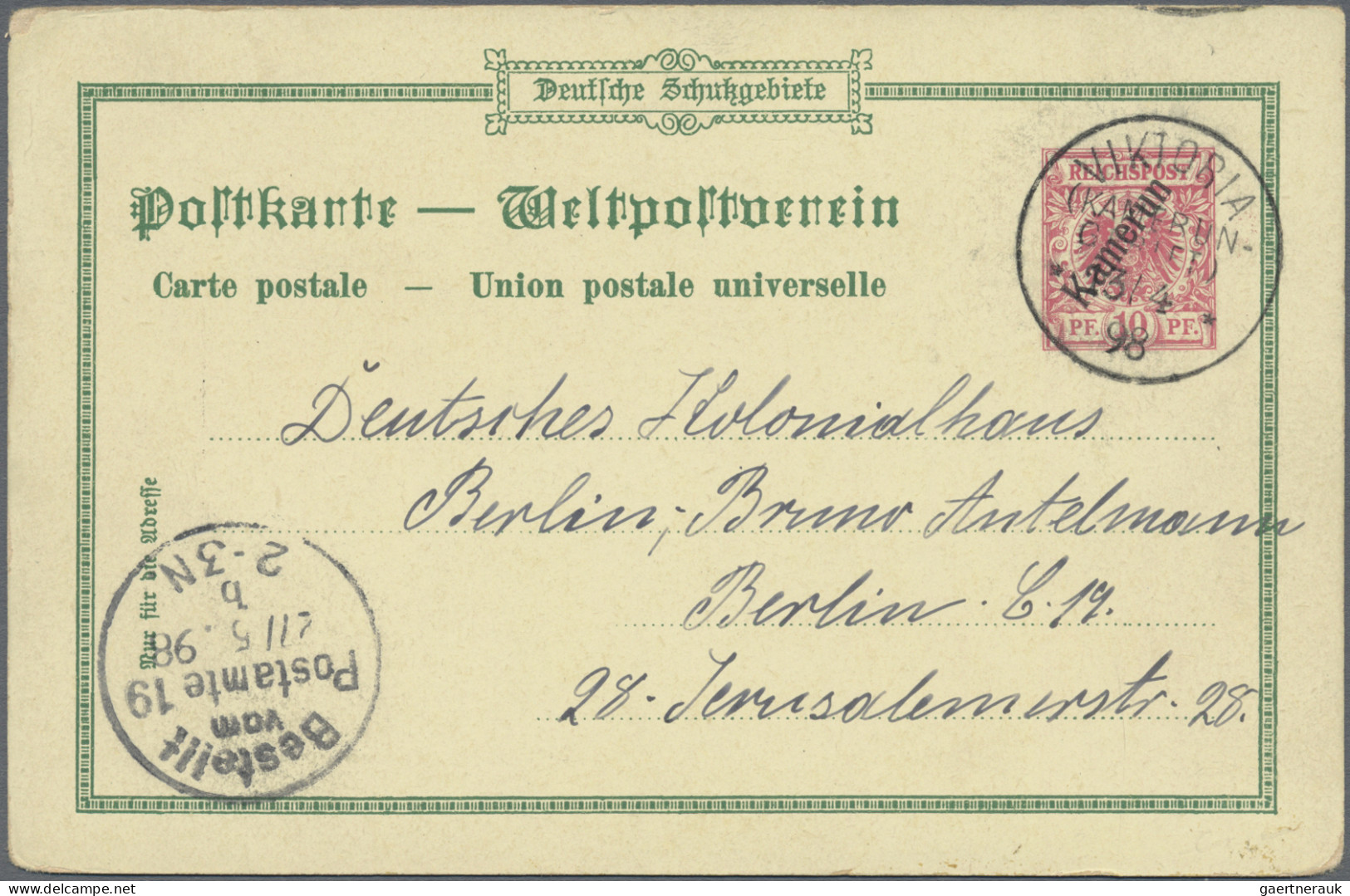 Deutsche Kolonien - Kamerun - Ganzsachen: 1898, 10 Pfg. Aufdruck, Privatganzsach - Camerún