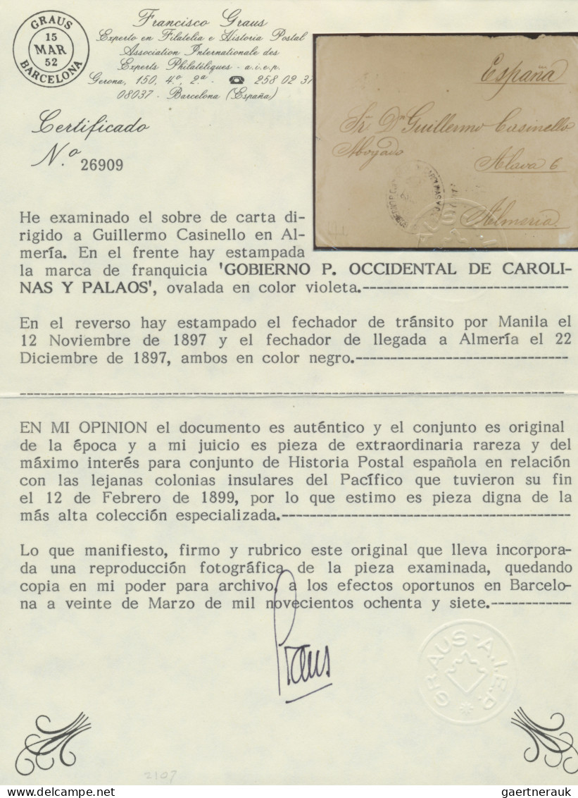 Deutsche Koloninen - Karolinen: PALAU-Inseln: 1897, "GOBIERNO P.OCCIDENTAL DE CA - Karolinen