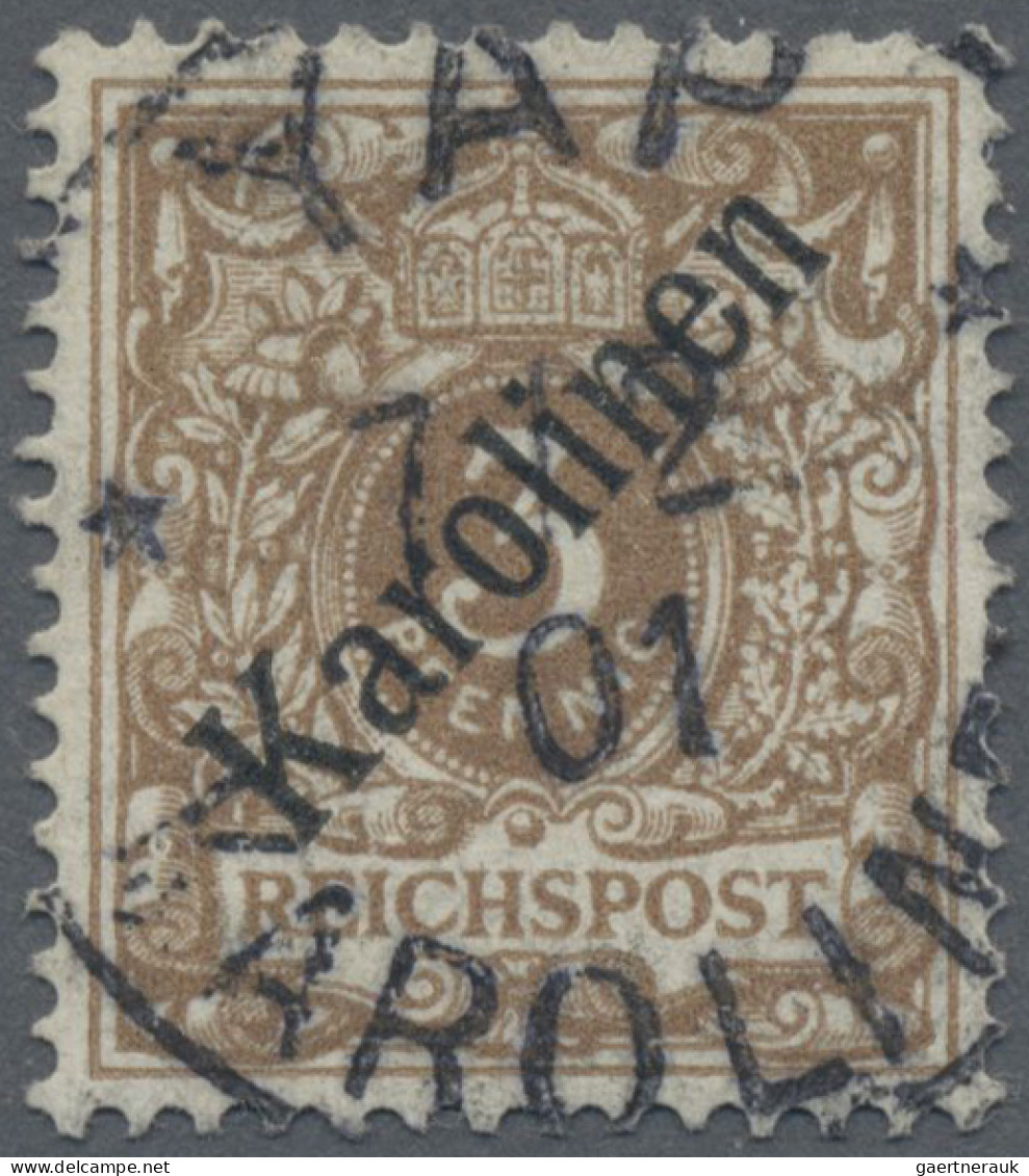 Deutsche Kolonien - Karolinen: 1899, Diagonaler Aufdruck, 3 Pfg., Sauberer Stemp - Carolines
