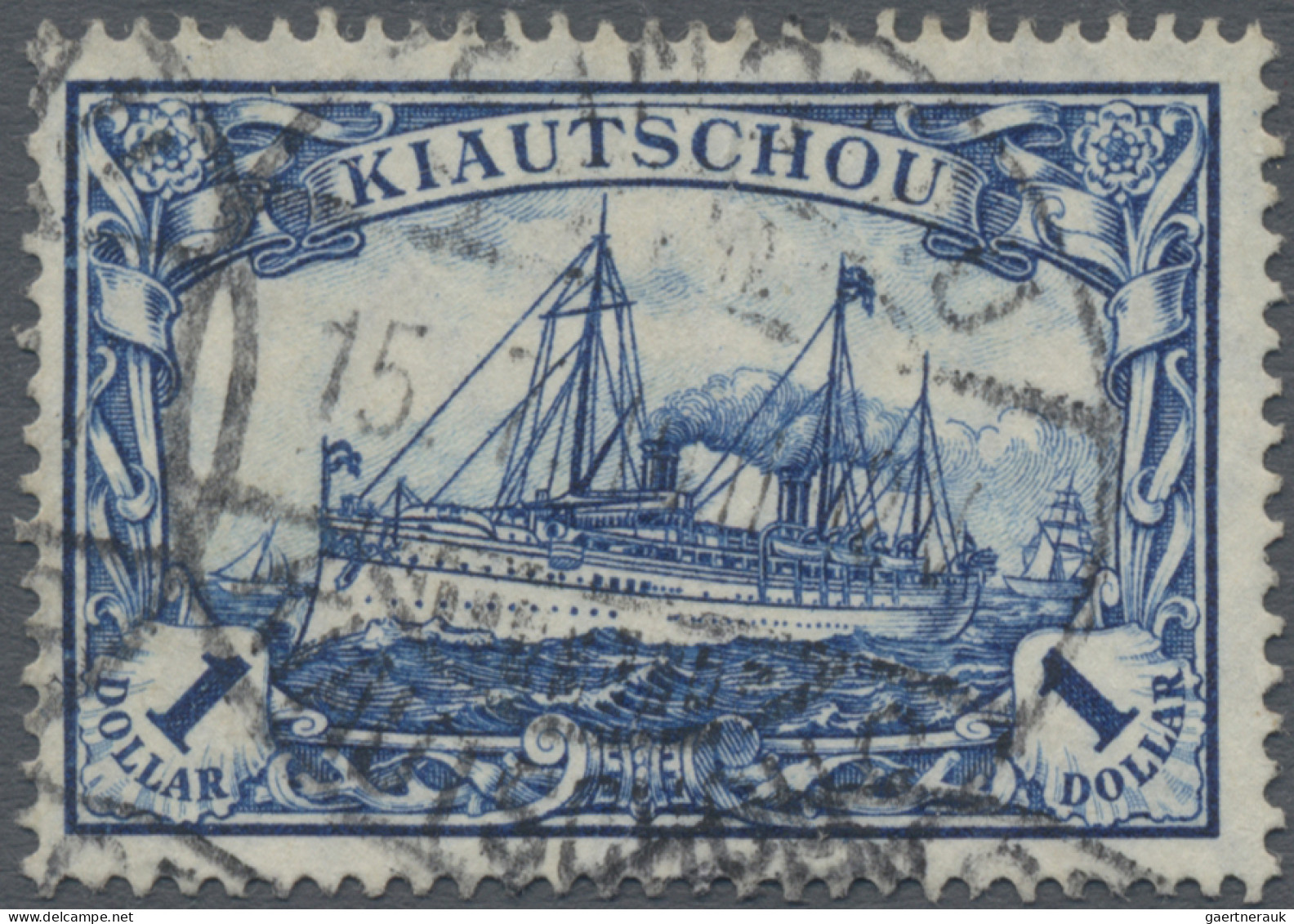 Deutsche Kolonien - Kiautschou: 1905, ½ $ Kaiseryacht Dunkelblau Mit Wasserzeich - Kiauchau