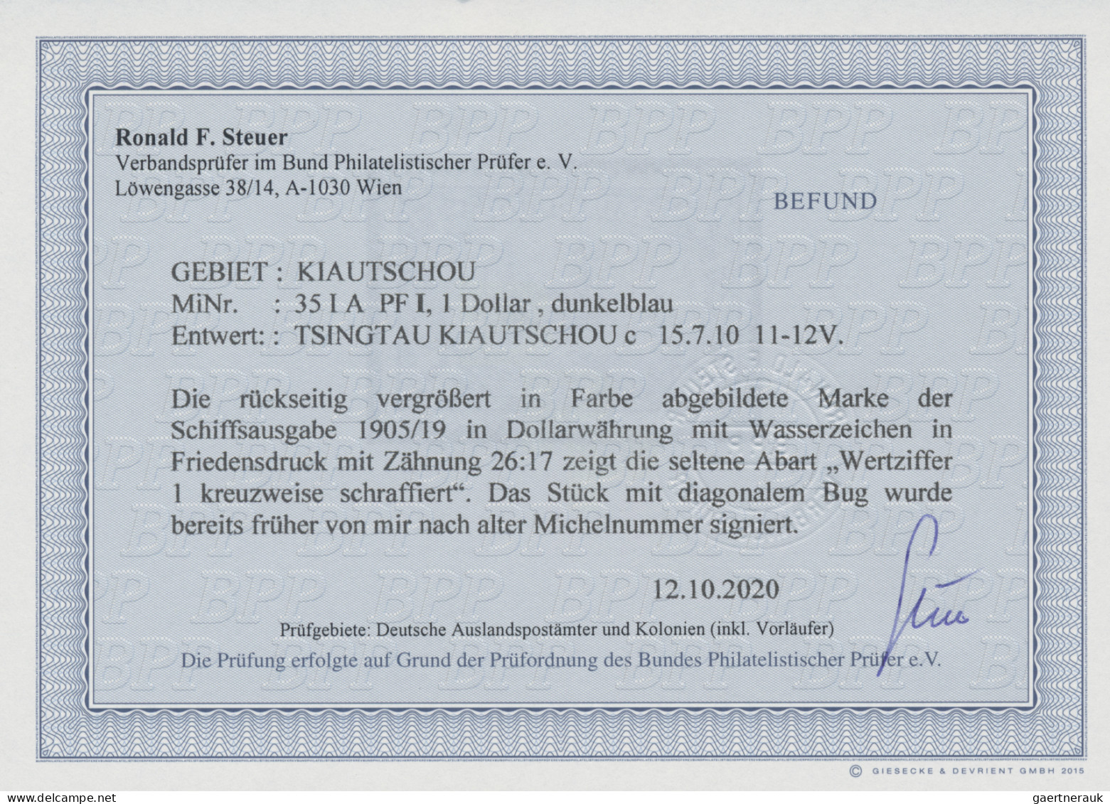 Deutsche Kolonien - Kiautschou: 1905, ½ $ Kaiseryacht Dunkelblau Mit Wasserzeich - Kiautchou