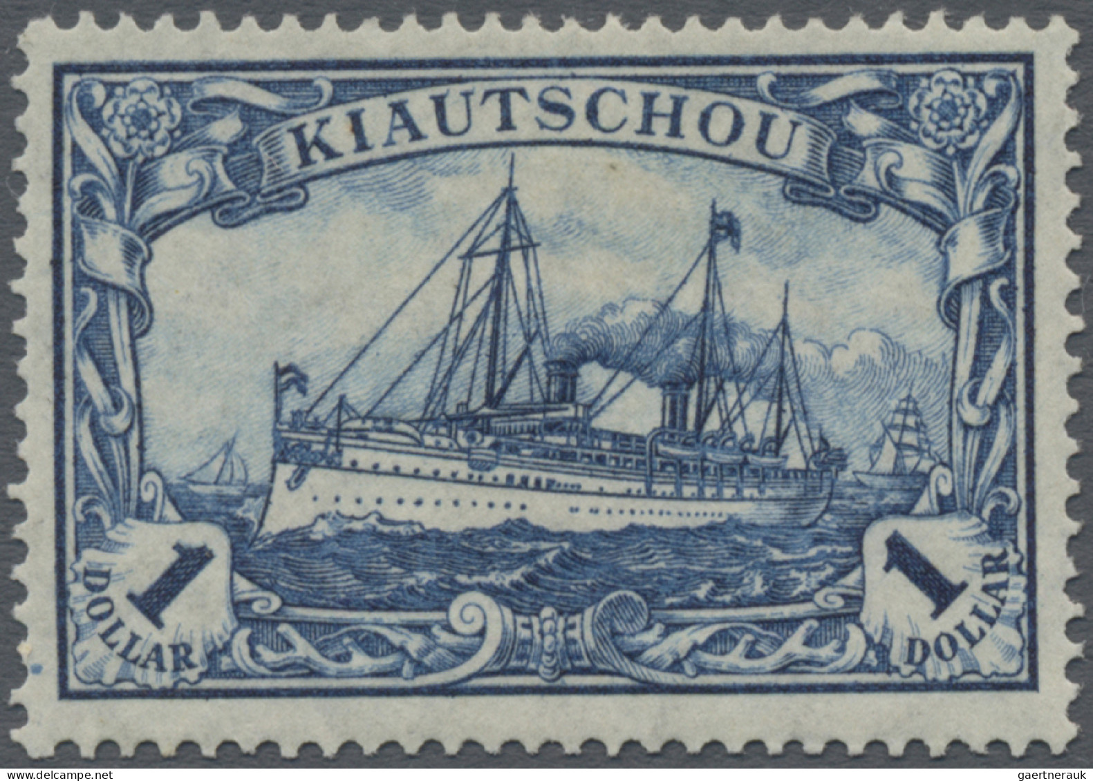 Deutsche Kolonien - Kiautschou: 1905, ½ $ Kaiseryacht Dunkelblau Mit Wasserzeich - Kiauchau
