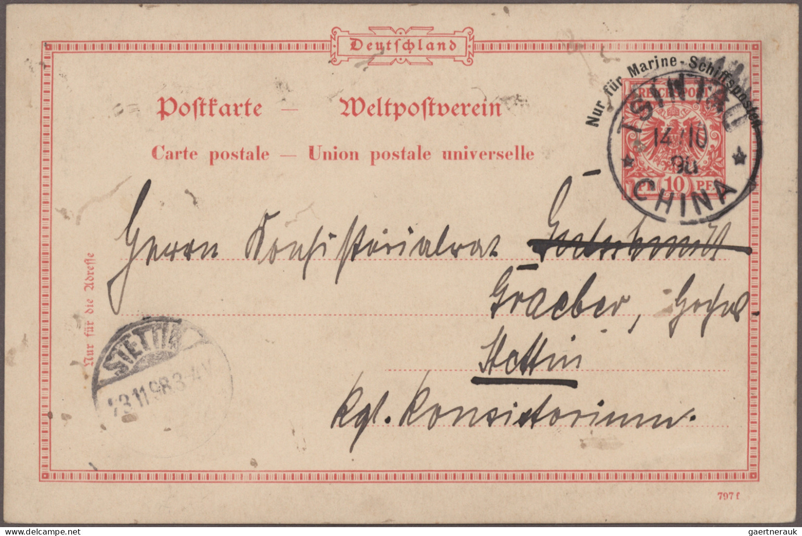 Deutsche Kolonien - Kiautschou - Ganzsachen: 1899, Vorläufer-GSK (2): 10 Pf. Mit - Kiaochow