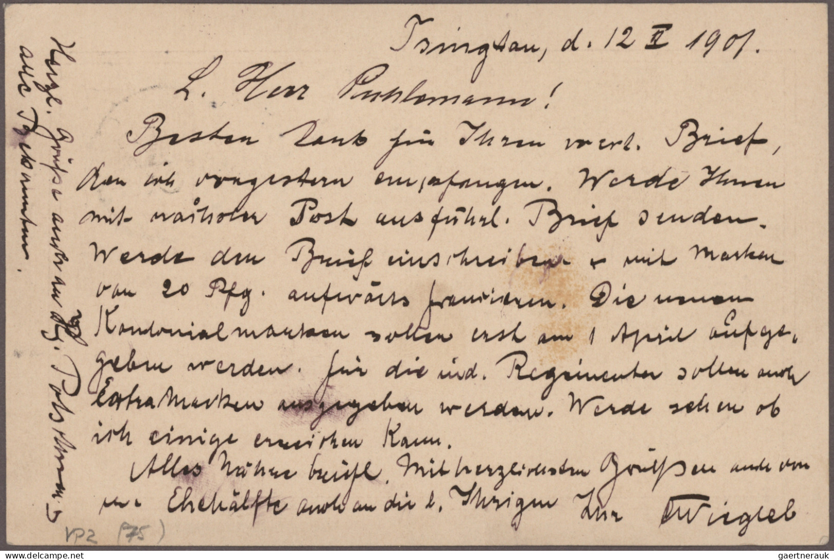 Deutsche Kolonien - Kiautschou - Ganzsachen: 1899, Vorläufer-GSK (2): 10 Pf. Mit - Kiaochow