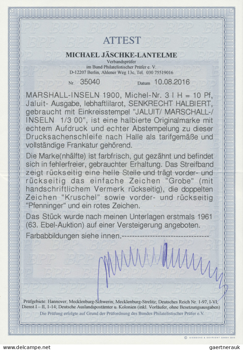 Deutsche Kolonien - Marshall-Inseln: 1899, 10 Pf. Krone Adler Lebhaftrot, Der "J - Marshalleilanden