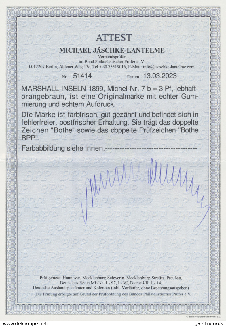 Deutsche Kolonien - Marshall-Inseln: 1899, 3 Pfg Lebhaftbraun, Farbfrisch In Pos - Marshall