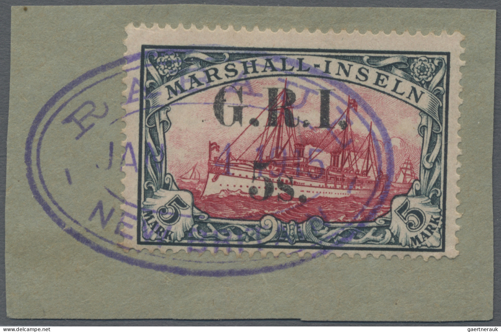 Deutsche Kolonien - Marshall-Inseln - Britische Besetzung: 1914, 5 S Auf 5 M. Ka - Isole Marshall