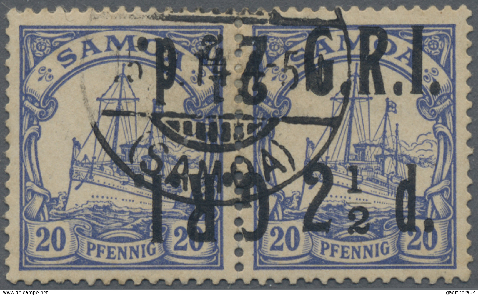 Deutsche Kolonien - Samoa - Britische Besetzung: 1914, 2½ D Auf 20 Pf, Waagerech - Samoa