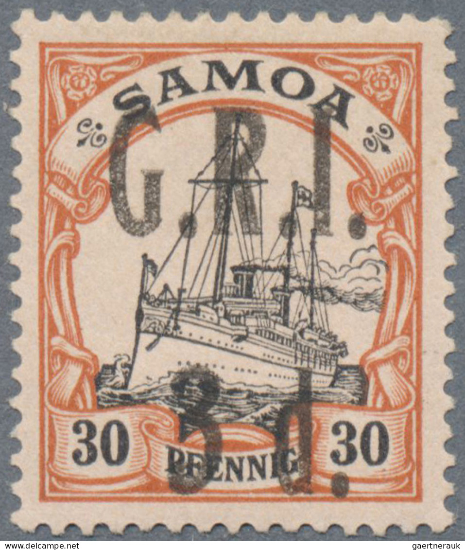 Deutsche Kolonien - Samoa - Britische Besetzung: 1914: AUFDRUCKFEHLER "3 D." Ans - Samoa