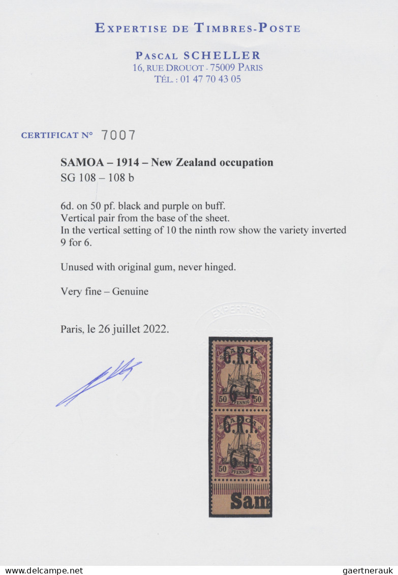 Deutsche Kolonien - Samoa - Britische Besetzung: 1914, 6 D Auf 50 Pfg, Postfrisc - Samoa