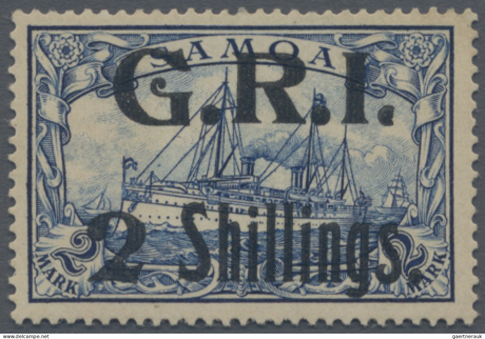 Deutsche Kolonien - Samoa - Britische Besetzung: 1914: "2 Shillings." Auf 2 Mark - Samoa