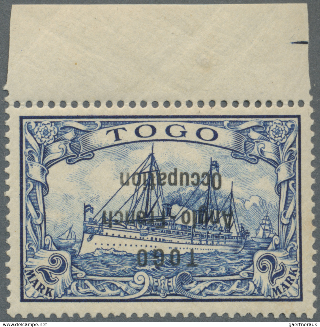 Deutsche Kolonien - Togo - Britische Besetzung: 1914: 2 Mark Schwärzlichblau, Un - Togo
