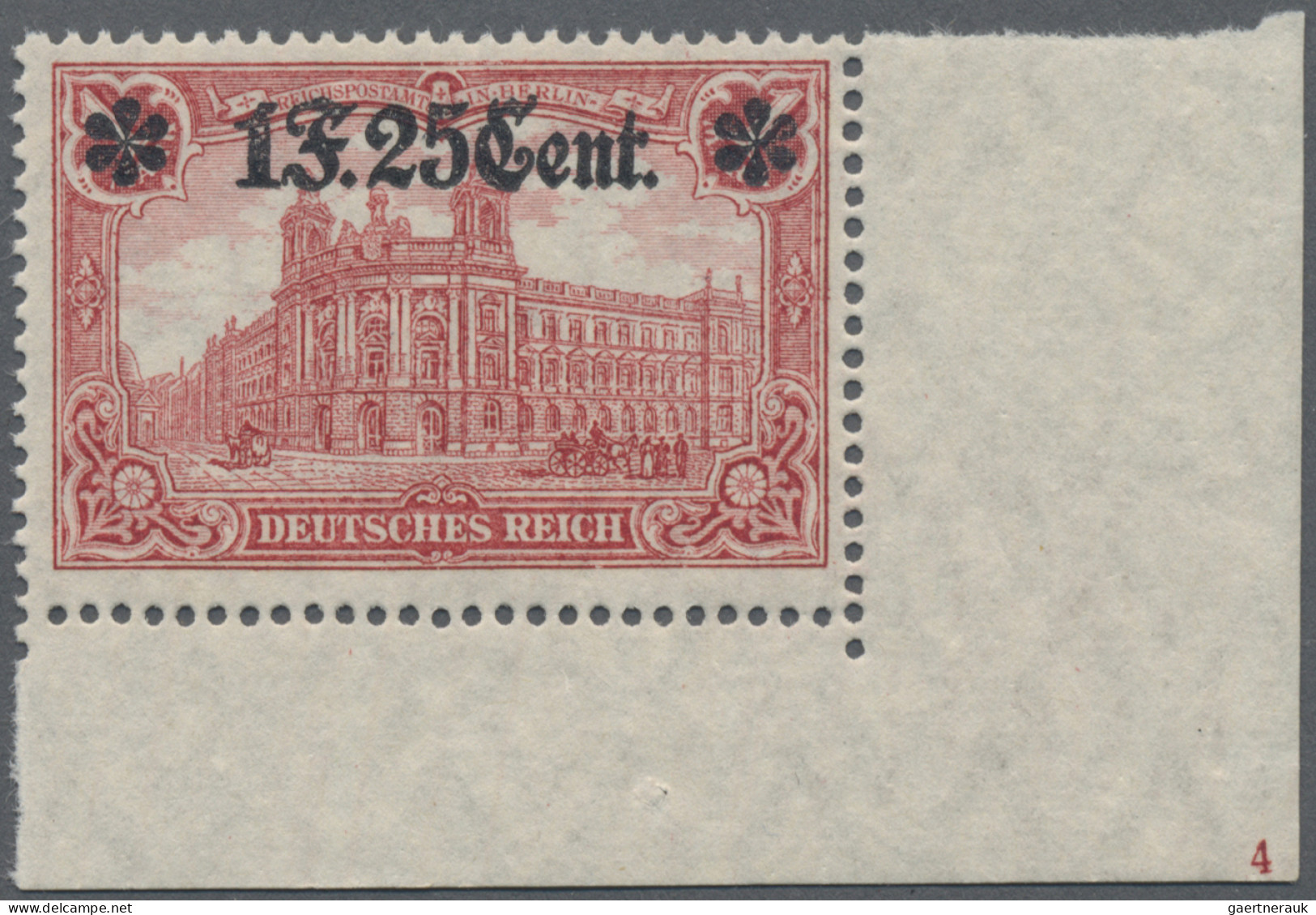 Deutsche Besetzung I. WK: Etappengebiet West: 1916, 1 F. 25 Cent, Postfrisches B - Occupation 1914-18