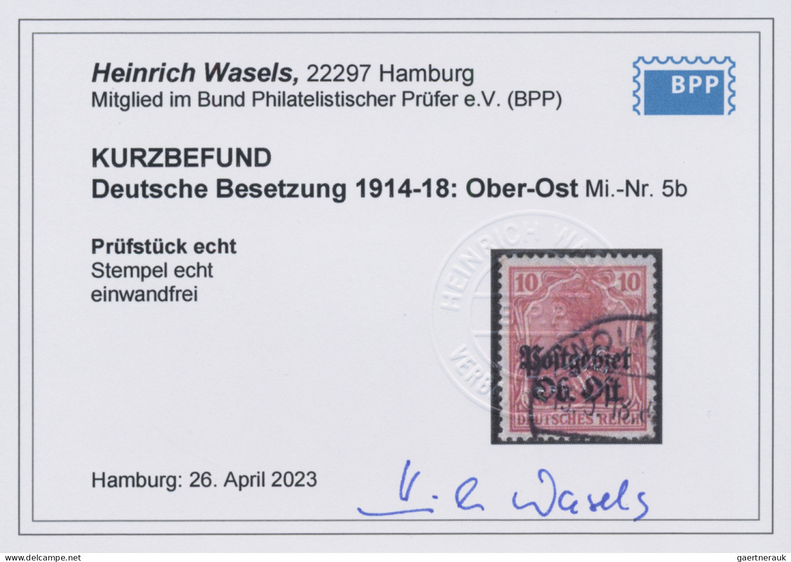 Deutsche Besetzung I. WK: Postgebiet Ober. Ost: 1916, Germania mit Aufdruck "Pos