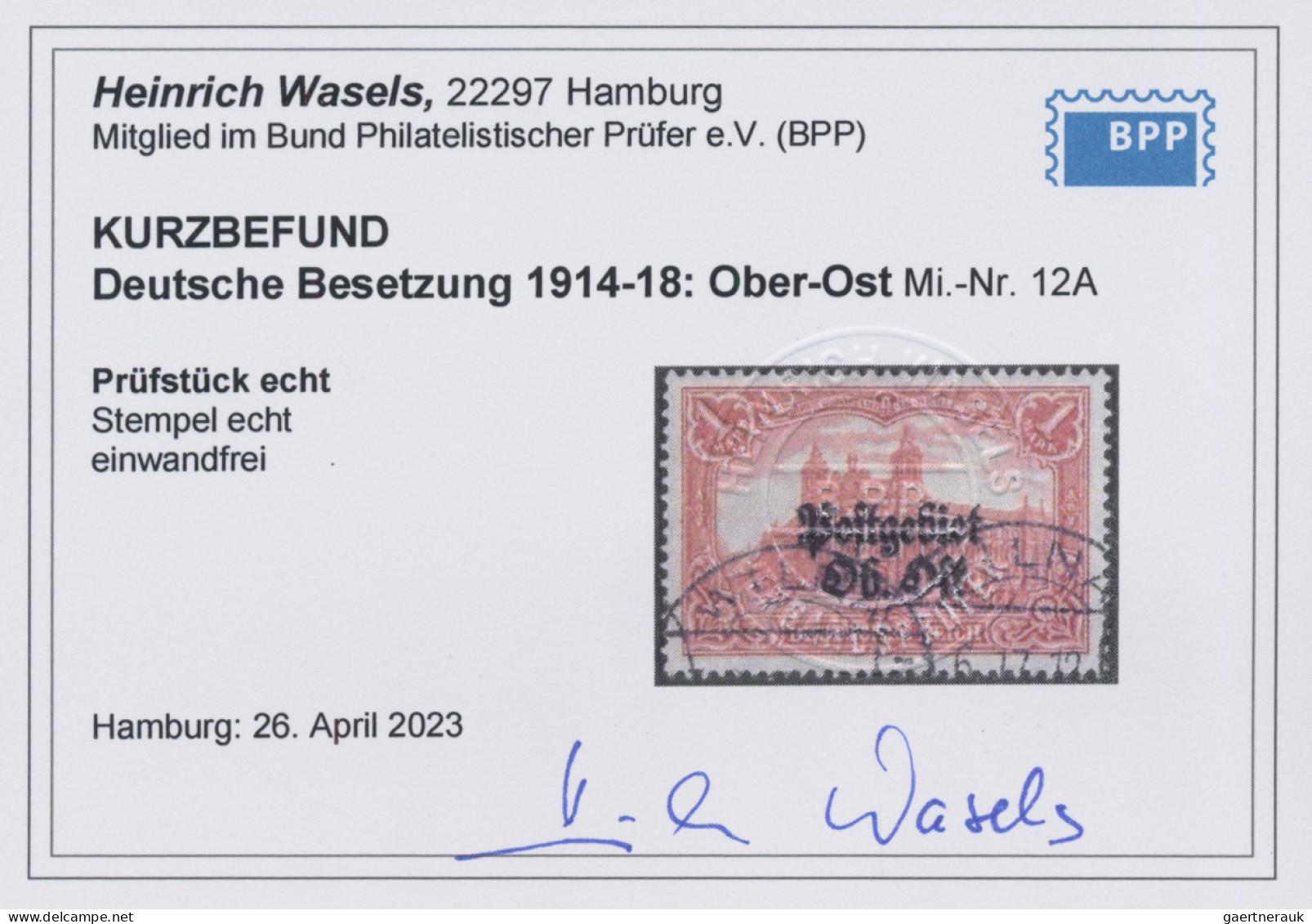 Deutsche Besetzung I. WK: Postgebiet Ober. Ost: 1916, Germania mit Aufdruck "Pos