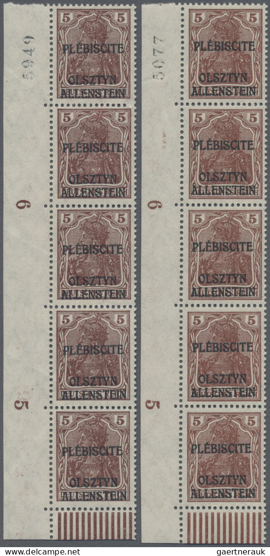 Deutsche Abstimmungsgebiete: Allenstein: 1920, Germania 5 Pfg. Braun, Nicht Vera - Sonstige & Ohne Zuordnung