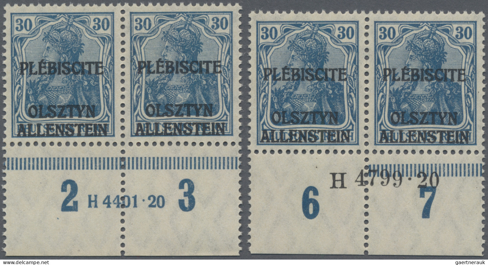 Deutsche Abstimmungsgebiete: Allenstein: 1920, Germania 30 Pfg. Dunkelpreußischb - Andere & Zonder Classificatie