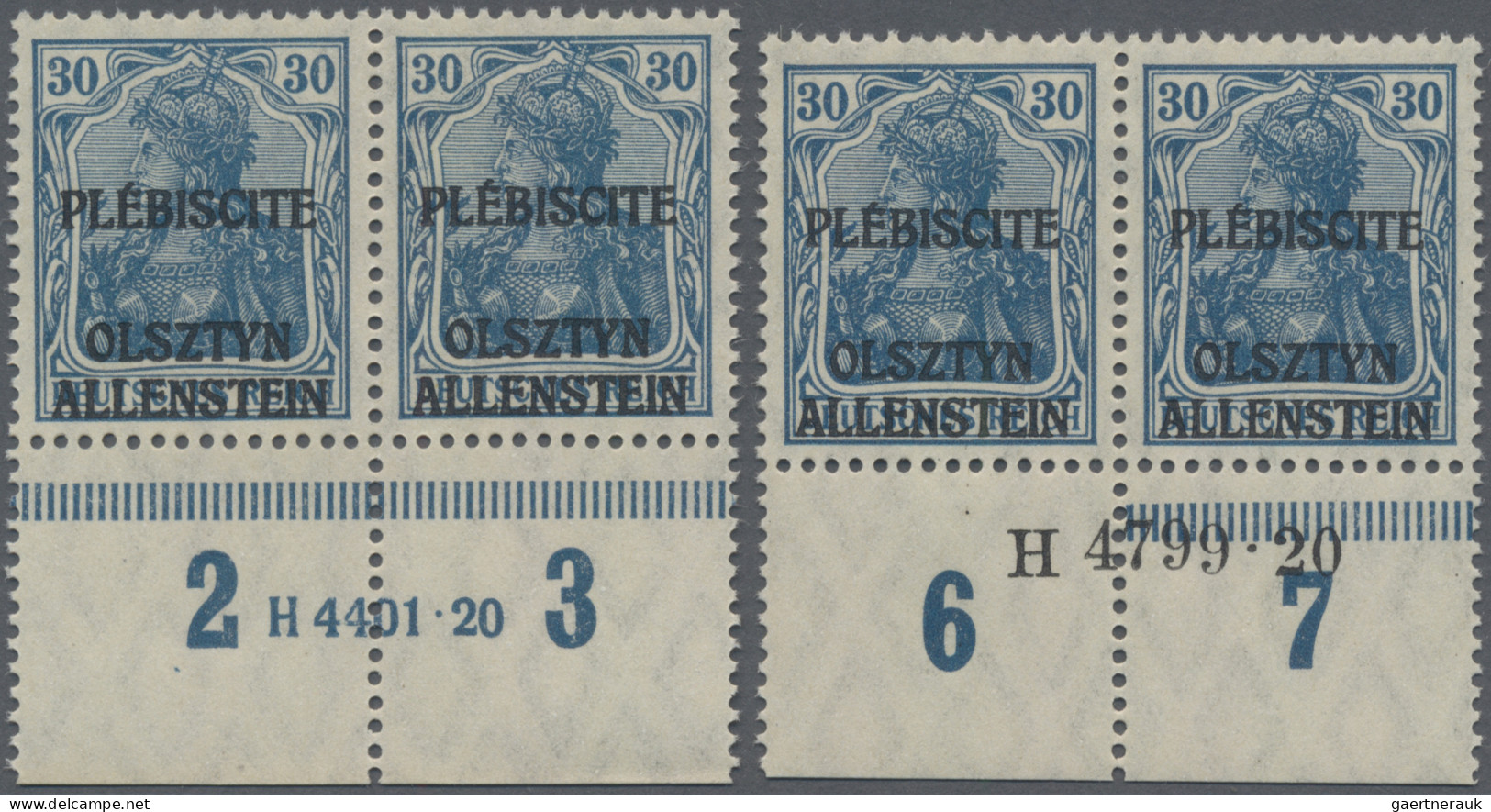 Deutsche Abstimmungsgebiete: Allenstein: 1920, Germania 30 Pfg. Dunkelpreußischb - Autres & Non Classés