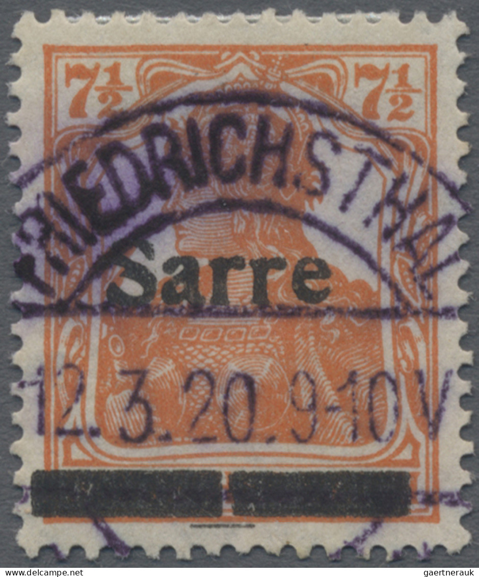 Deutsche Abstimmungsgebiete: Saargebiet: 1920, 7½ Pfg. Mit Aufdrucktype II In De - Gebraucht