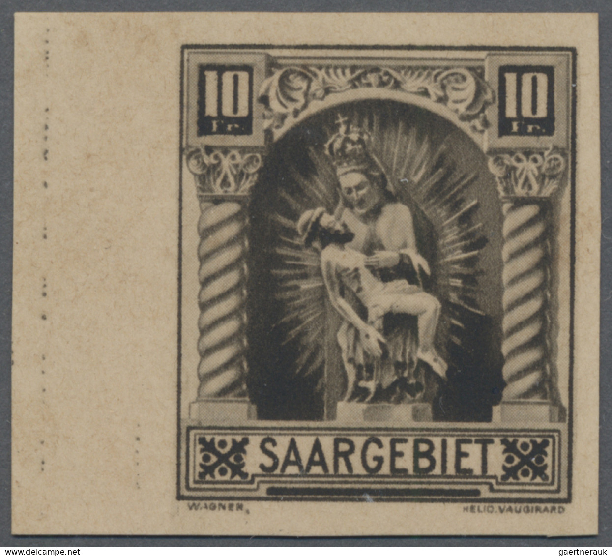 Deutsche Abstimmungsgebiete: Saargebiet: 1925, 10 Fr. Madonna Als Ungezähntes Es - Unused Stamps