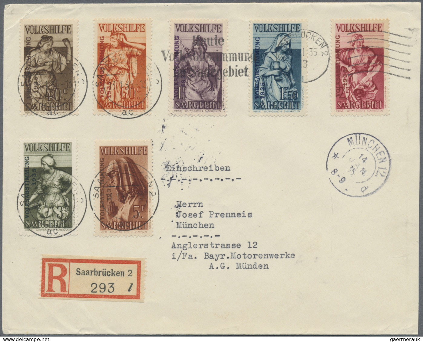 Deutsche Abstimmungsgebiete: Saargebiet: 1932 - 1934, Flugpostmarke 5 Fr Auf R-B - Covers & Documents