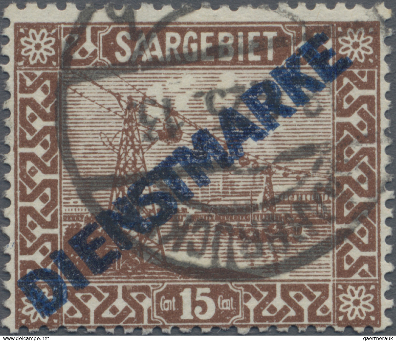 Deutsche Abstimmungsgebiete: Saargebiet - Dienstmarken: 1922, 15 C. Dunkelrötlic - Officials