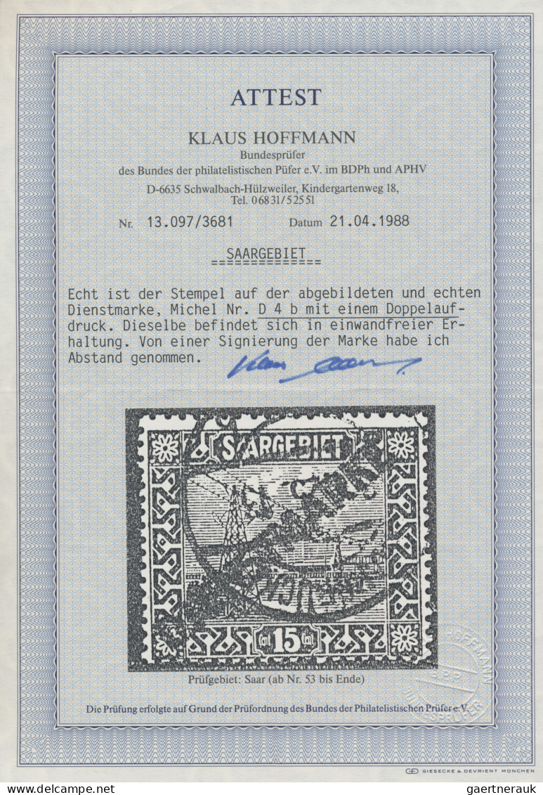 Deutsche Abstimmungsgebiete: Saargebiet - Dienstmarken: 1922, 15 C. Dunkelrötlic - Oficiales