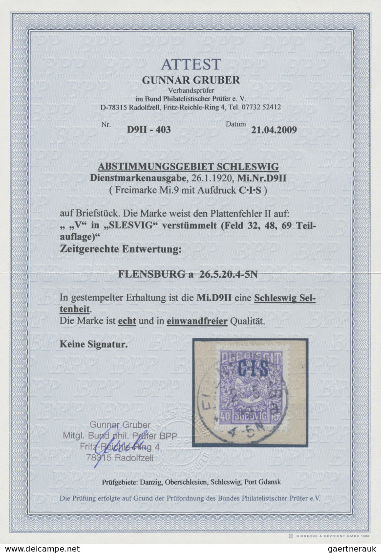 Deutsche Abstimmungsgebiete: Schleswig - Dienstmarken: 1920, 40 Pf Violett Mit D - Other & Unclassified